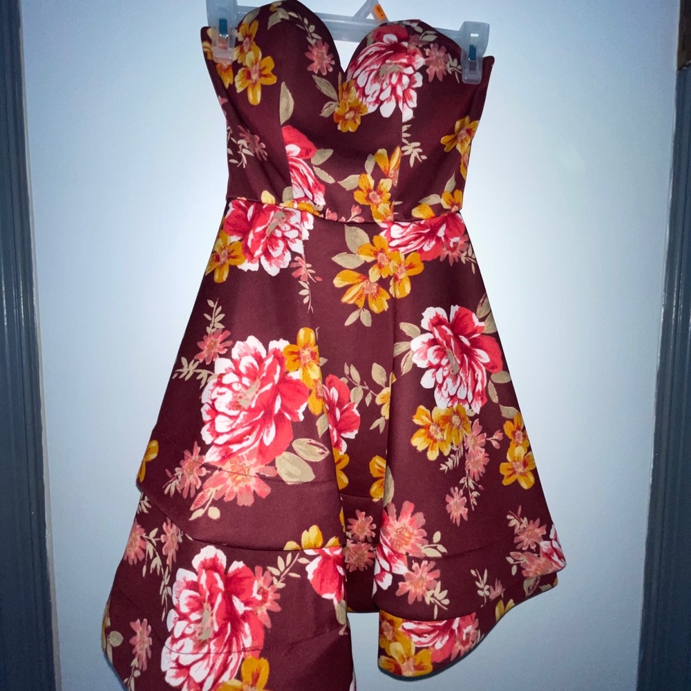 Floral Strapless Cocktail Dress